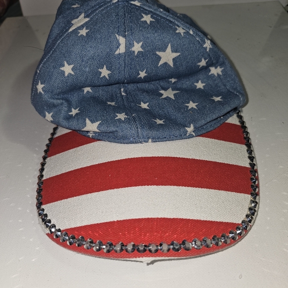 Accessories - 🩷 Star-Spangled Denim Baseball Cap with Rhinestone Trim